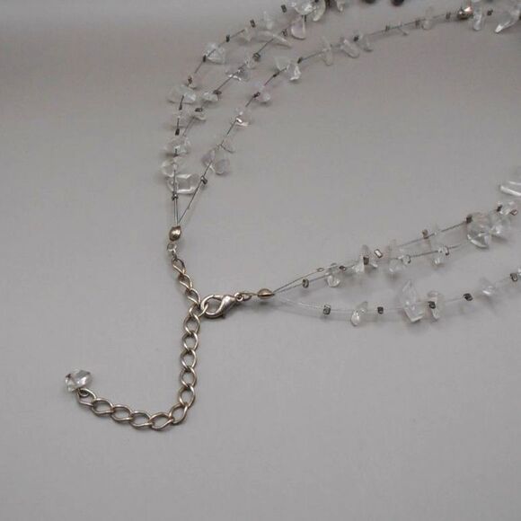 Clear Beaded Multi-Strand Necklace – Adjustable to 18" – Elegant & Lightweight ✨ - Picture 4 of 4